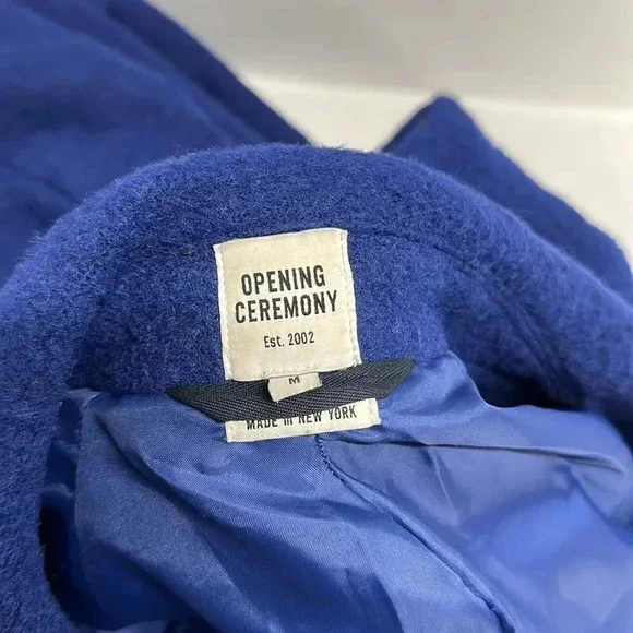 Opening Ceremony Wool Blend Collared Peacoat Coat Jacket Snap Down Blue Medium - Picture 8 of 11
